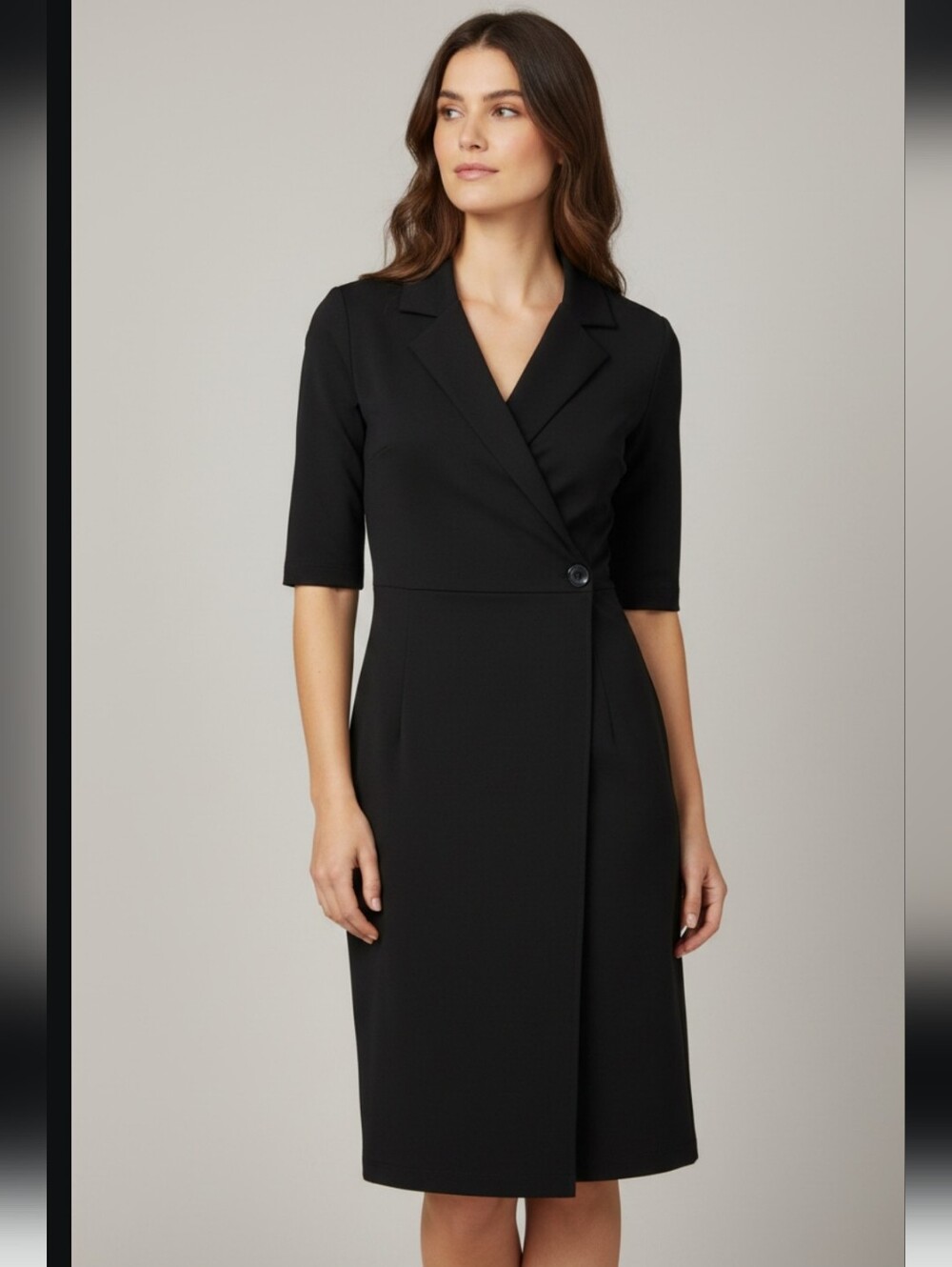 M M Lafleur Classic Black Wrap Dress with Notch Collar size 0P